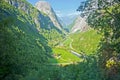 Breathtaking Norwegian landscapes on the Stalheimskleiva Road during a bus ride Gudvangen - Voss Royalty Free Stock Photo