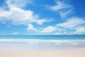Breathtaking Ocean beach blue sky day. Generate Ai