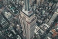 Breathtaking Overhead Aerial View of Empire State Building in Manhattan, New York City Royalty Free Stock Photo