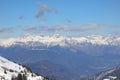 Breathtaking panorama of the European Alps mountain range in winter with snow-capped peaks Royalty Free Stock Photo