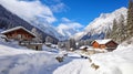 A Breathtaking Panorama of a Snowy Alpine Village Royalty Free Stock Photo