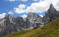 Breathtaking panorama of VENEGIA VALLEY in the European Alps below the Italian Dolomites mountains in Italy Royalty Free Stock Photo