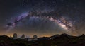Milky Way arches over high altitude telescopes Royalty Free Stock Photo