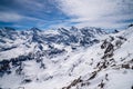 Breathtaking panoramic view of Grosshorn, Breithorn, Gspaltenhorn and Wyssi Frau summits in Swiss Alps, Switzerland Royalty Free Stock Photo