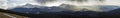 Breathtaking panoramic view of magnificent foggy Carpathian moun