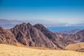 Breathtaking Panoramic view of Mount Salomon `Har Shelomo` Hebrew in Eilat Mountains and the Gulf of Aqaba Royalty Free Stock Photo