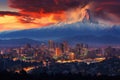 A breathtaking panoramic view showcasing a cityscape with a captivating mountain range in the background., Santiago, Chile