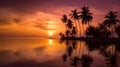 A serene image of a sunset over the ocean with warm golden colors casting a soft glow on the water created with Generative AI Royalty Free Stock Photo