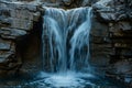 A breathtaking photo of a large waterfall releasing a torrent of water into a rocky pool below, A heart made of cascading