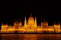 Nighttime Splendor - Orszaghaz Parliament Building Illuminated in Budapest Royalty Free Stock Photo