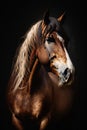 The Majestic Brown Stallion: A Stunning Portrait of Power and Grace. Generative AI Royalty Free Stock Photo