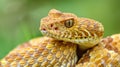 breathtaking portrait of a green rattlesnake amidst foliage, wildlife closeup