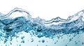 Breathtaking presenting water wave with bubbles on white background, isolated, banner Royalty Free Stock Photo