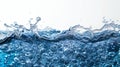 Breathtaking presenting water wave with bubbles on white background, isolated, banner Royalty Free Stock Photo