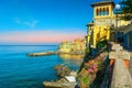 Breathtaking promenade with colorful mediterranean buildings, Bogliasco, Liguria, Italy, Europe