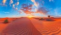 Breathtaking sahara desert panorama at sunset with golden sand dunes captivating landscape banner