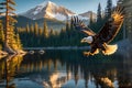 Falcon flying in forest