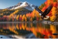 Falcon flying in forest