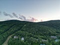 Breathtaking scenery of the sunset on forest hills in Ludlow Vermont
