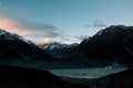 Breathtaking shot of an Aoraki Mount Cook at sunset, Canterbury New Zealand Royalty Free Stock Photo