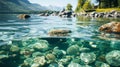 Breathtaking shot of beautiful stones under turquoise water of a lake