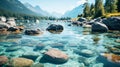 Breathtaking shot of beautiful stones under turquoise water of a lake