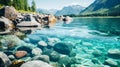 Breathtaking shot of beautiful stones under turquoise water of a lake