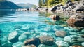 Breathtaking shot of beautiful stones under turquoise water of a lake