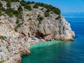 Breathtaking shot of Brsec beach on the eastern coast of Istria, Croatia
