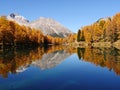 Breathtaking shot of a reflective lake on a mountain landscape background