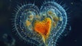 A breathtaking shot of a rotifers beating heart captured through advanced microscopic technology demonstrating the
