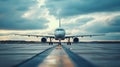 Silent Giant, Enthralling Encounter of a Majestic Jetliner Embracing the Airport Tarmac Royalty Free Stock Photo