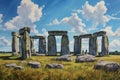 Breathtaking Stonehenge field painting. Generate ai