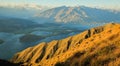 Breathtaking, Stunning Landscape View from Roys Peak on Lake Wanaka at twilight, South Island, New Zealand Royalty Free Stock Photo