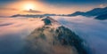 Breathtaking sunrise in Carpathian mountains.