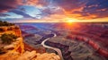 Sunrise Over Grand Canyon with Colorado River Royalty Free Stock Photo