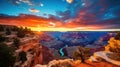 Sunrise Over Grand Canyon with Colorado River Royalty Free Stock Photo