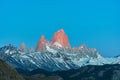 Breathtaking sunrise at Mount Fitz Roy in El Chalten, Santa Cruz, Argentina