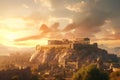 Breathtaking sunrise over the ancient city of Royalty Free Stock Photo
