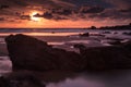 Breathtaking sunset at Duckpool Bay near Bude, North Cornwall, UK