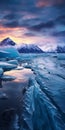 Breathtaking Sunset Icebergs: A Grandiloquent Landscape In Saturated Colors Royalty Free Stock Photo