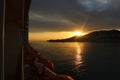 The breathtaking sunset on the Iles Sanguinaires Bloody Islands near Ajaccio, Corsica, France