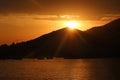 The breathtaking sunset on the Iles Sanguinaires Bloody Islands near Ajaccio, Corsica, France