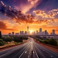 Breathtaking Sunset over Johannesburg Skyline with Iconic Landmarks and Diverse Travelers