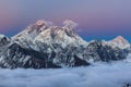 Breathtaking sunset over mount Everest summit.