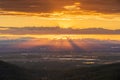 A breathtaking sunset over the Rhine plain, the Alsace and the northern mountains of the Vosges Royalty Free Stock Photo
