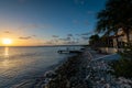 Breathtaking sunset reflecting in the ocean in Bonaire, Caribbean Royalty Free Stock Photo