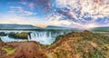 Breathtaking sunset scene of powerful Godafoss waterfall. Dramatic sky over Godafoss Royalty Free Stock Photo