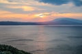 Breathtaking sunset scenery over the sea at the Skiathos Island in Greece Royalty Free Stock Photo