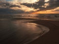 Breathtaking sunset at sea in northern Europe